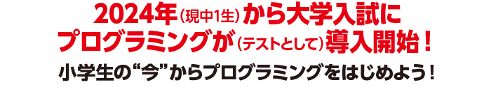 2024年から大学入試にプログラミングが導入開始！ 小学生の今からプログラミングをはじめよう！